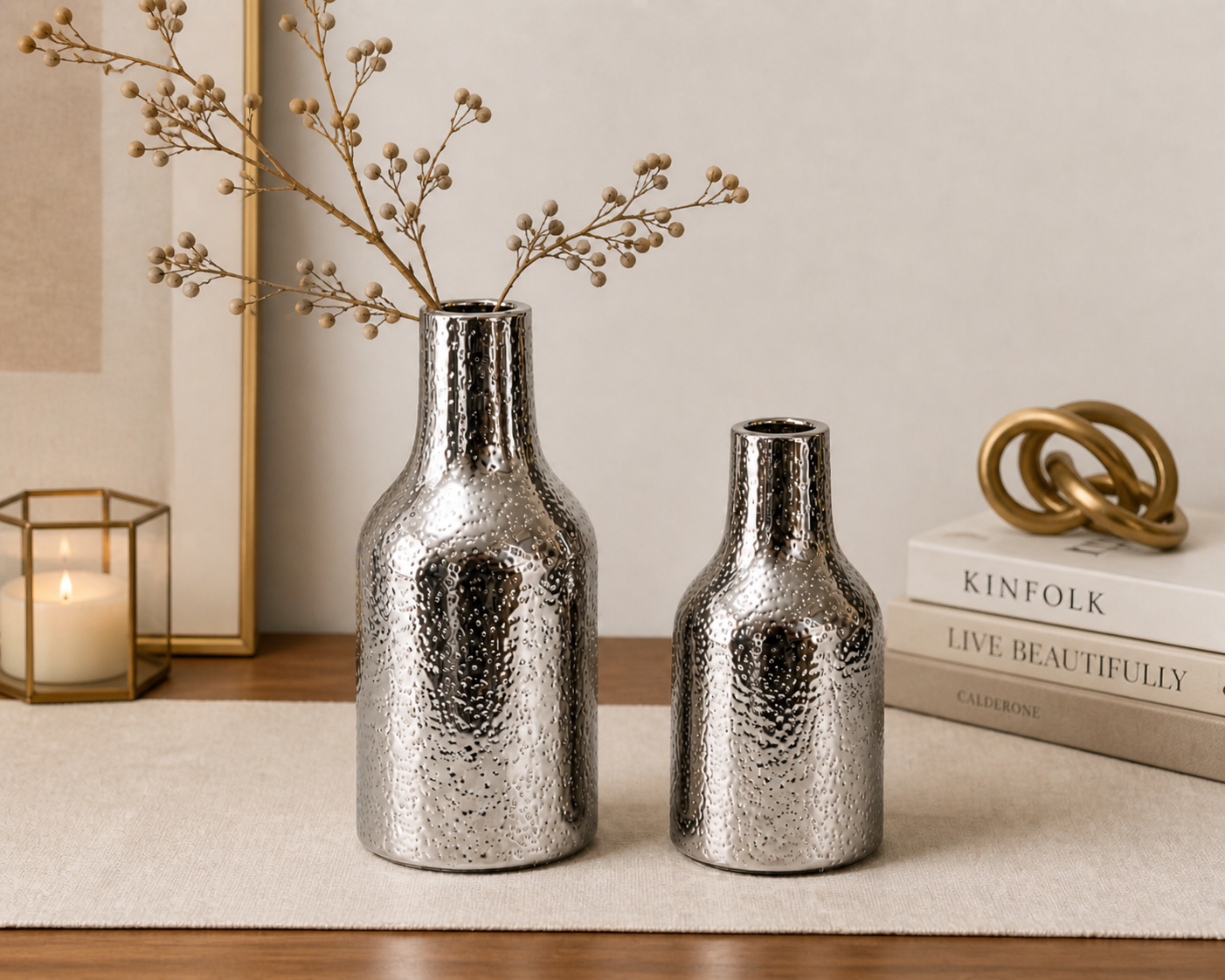 Luxury Metallic Vase Set of 2