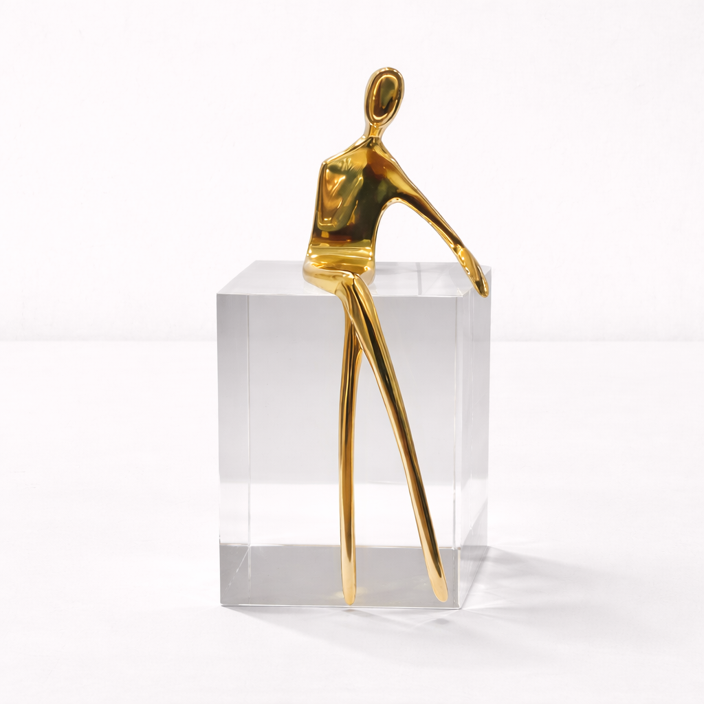 Gold Sculptures on Crystal Base - Set