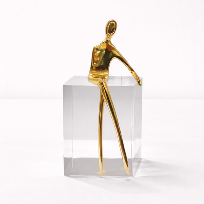 Gold Sculptures on Crystal Base - Set