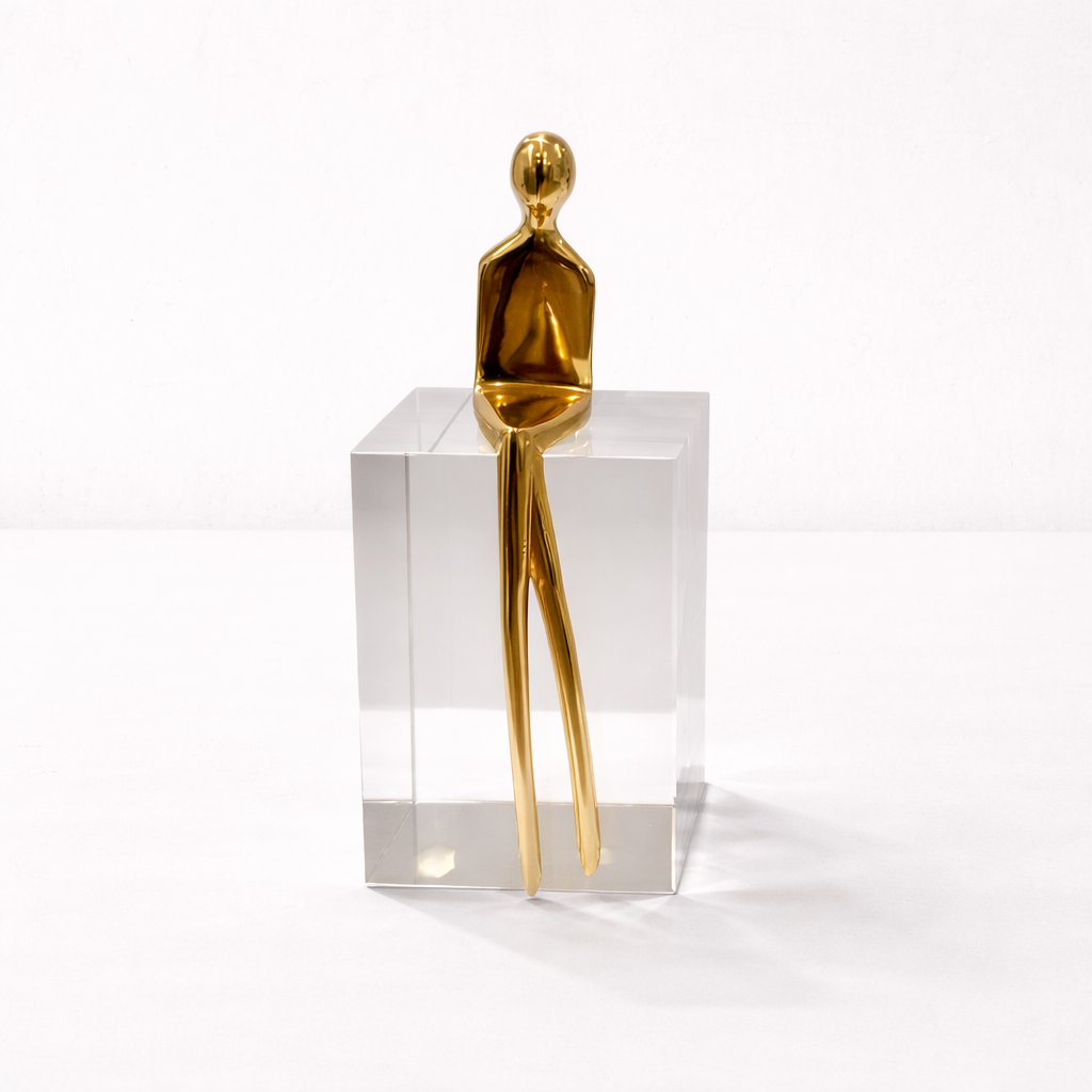 Gold Sculptures on Crystal Base - Set