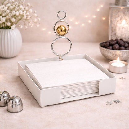 Square Napkin Holder with Metal Handle