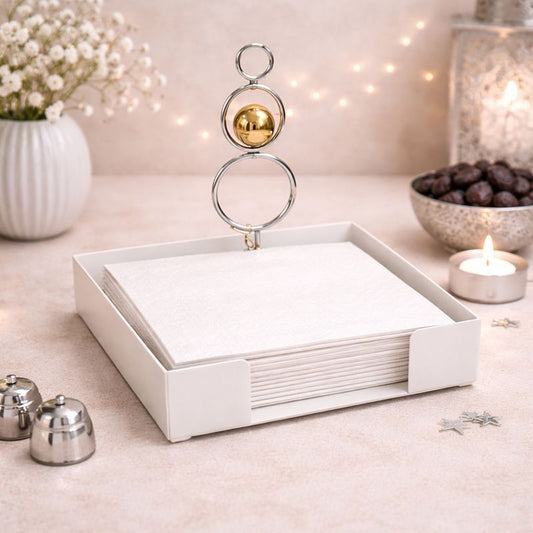 Square Napkin Holder with Metal Handle