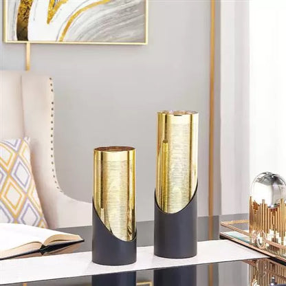 Set Of 2 Stainless Vases