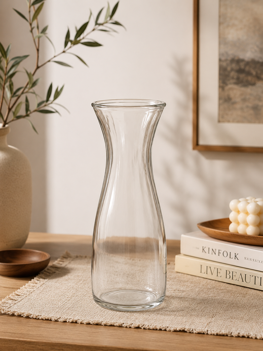 Clear Glass Vase with Elegant Curves