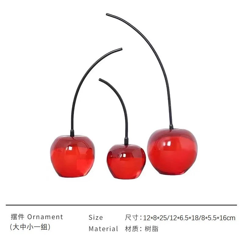 Set of 3 Glass Cherries