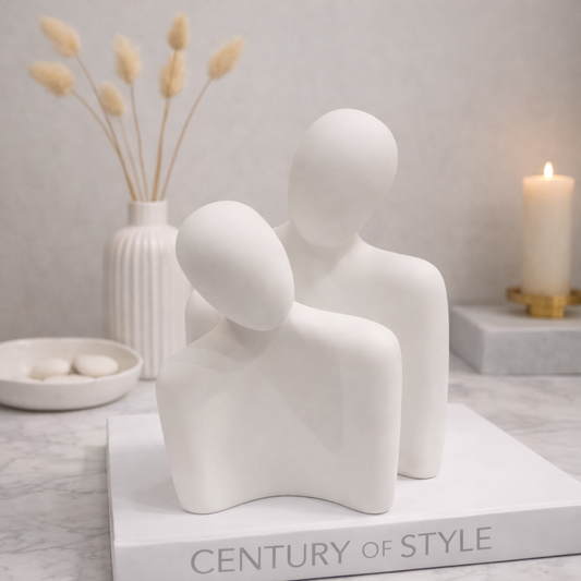 Set of 2 White Abstract Sculptures