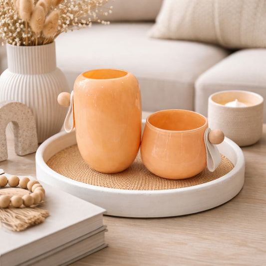 Amber Glass Vase Set