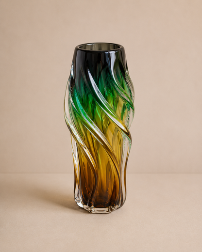 Multicolor Twisted Glass Vase