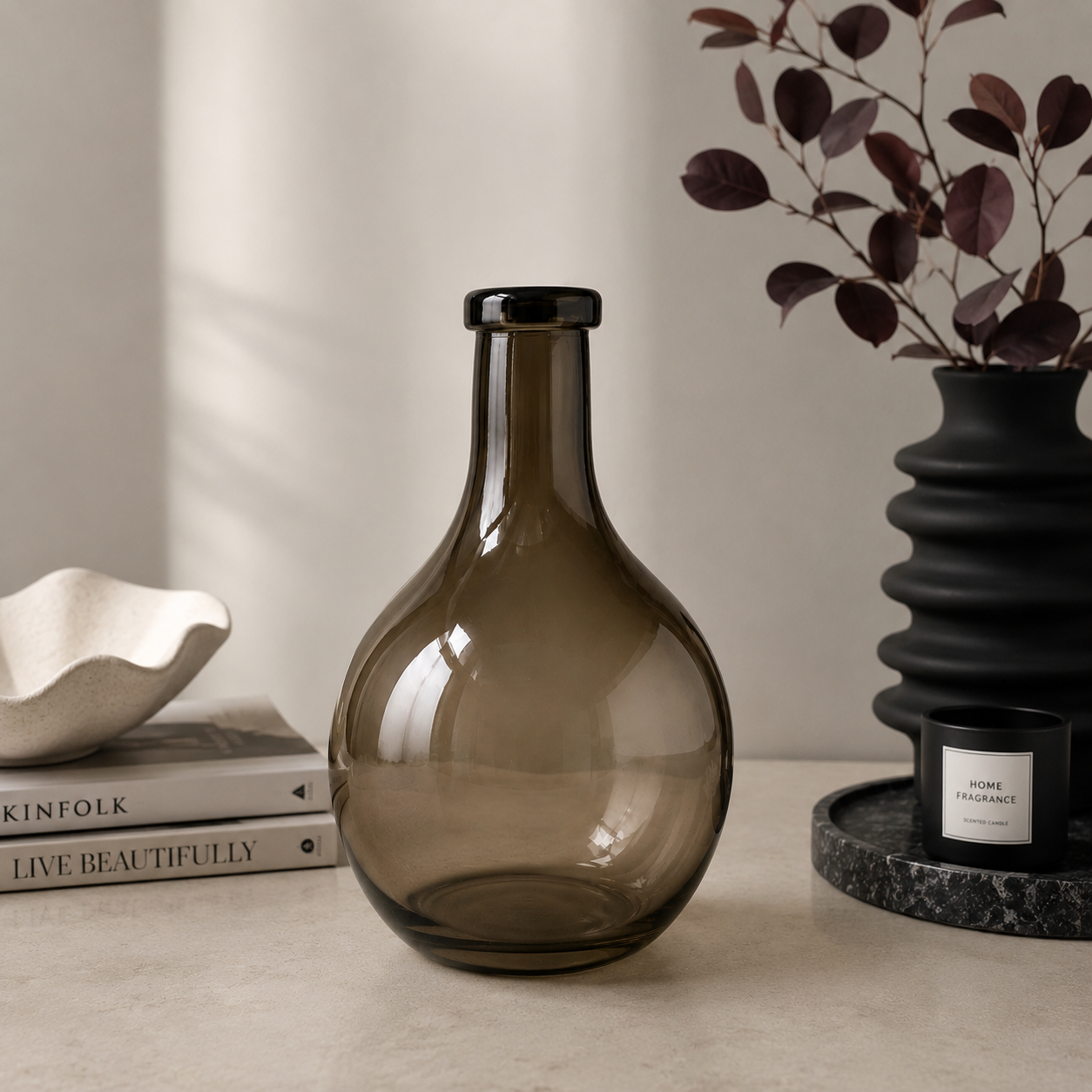 Elegant Smoky Glass Vase