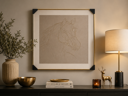 Golden Horse Wall Art – 80×80