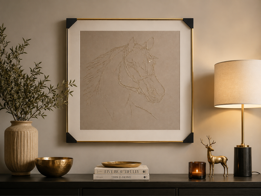 Golden Horse Wall Art – 80×80