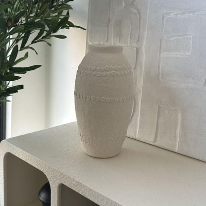 Textured White Ceramic Vases – Modern Minimalist Decor - set of 2