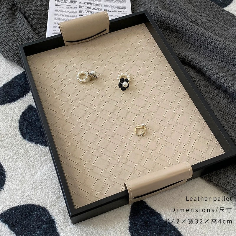 Set of 2 Leather Trays