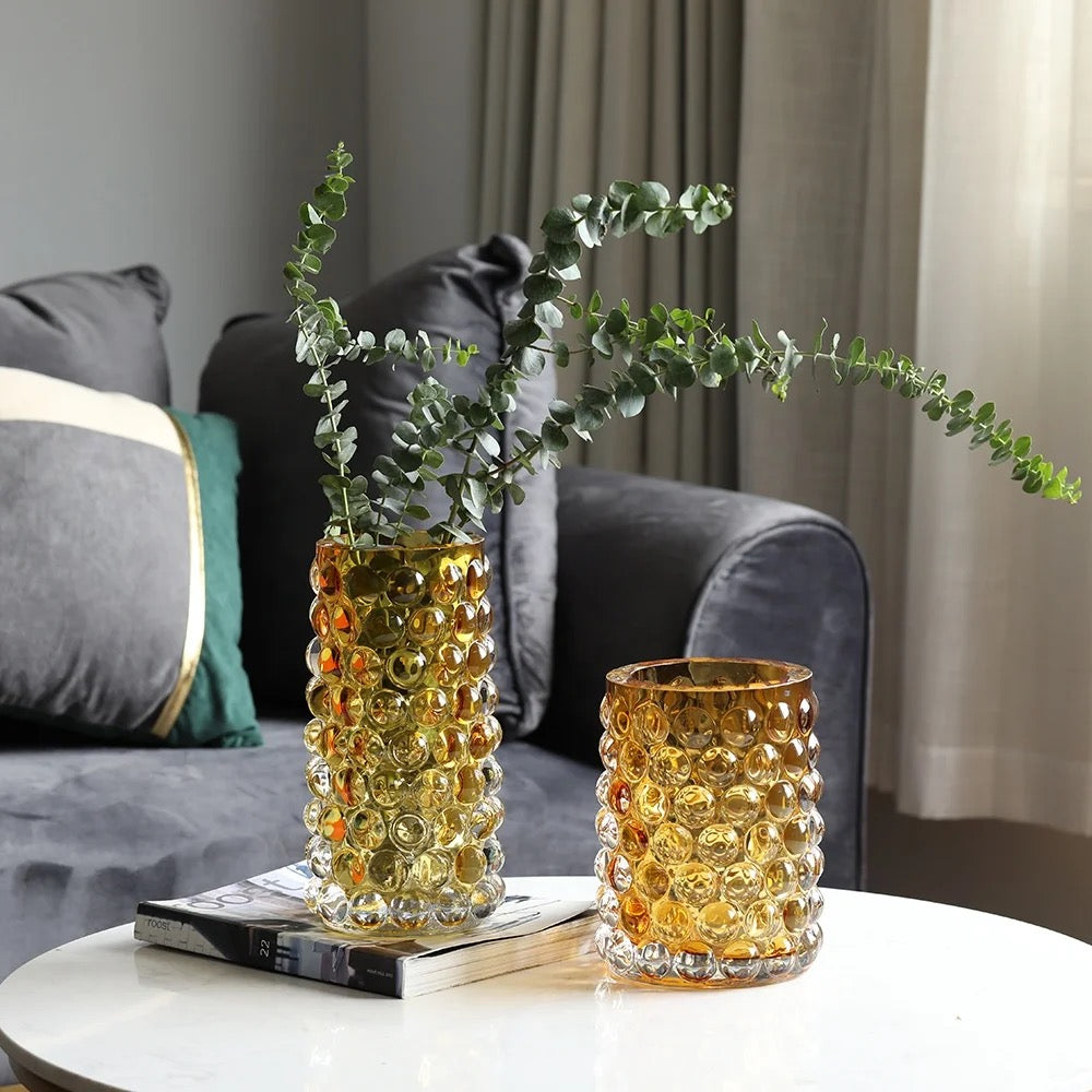 Luxurious Gold Bubble Glass Vases