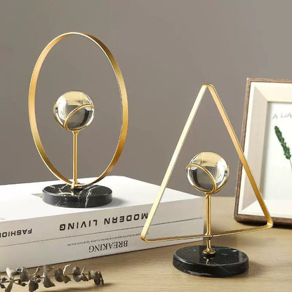 Set Of 3 Crystal Decor Object With Marble Base