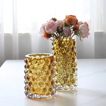 Luxurious Gold Bubble Glass Vases