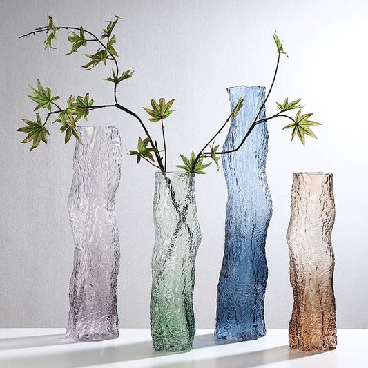 Set Of 3 Colored Glass Vases