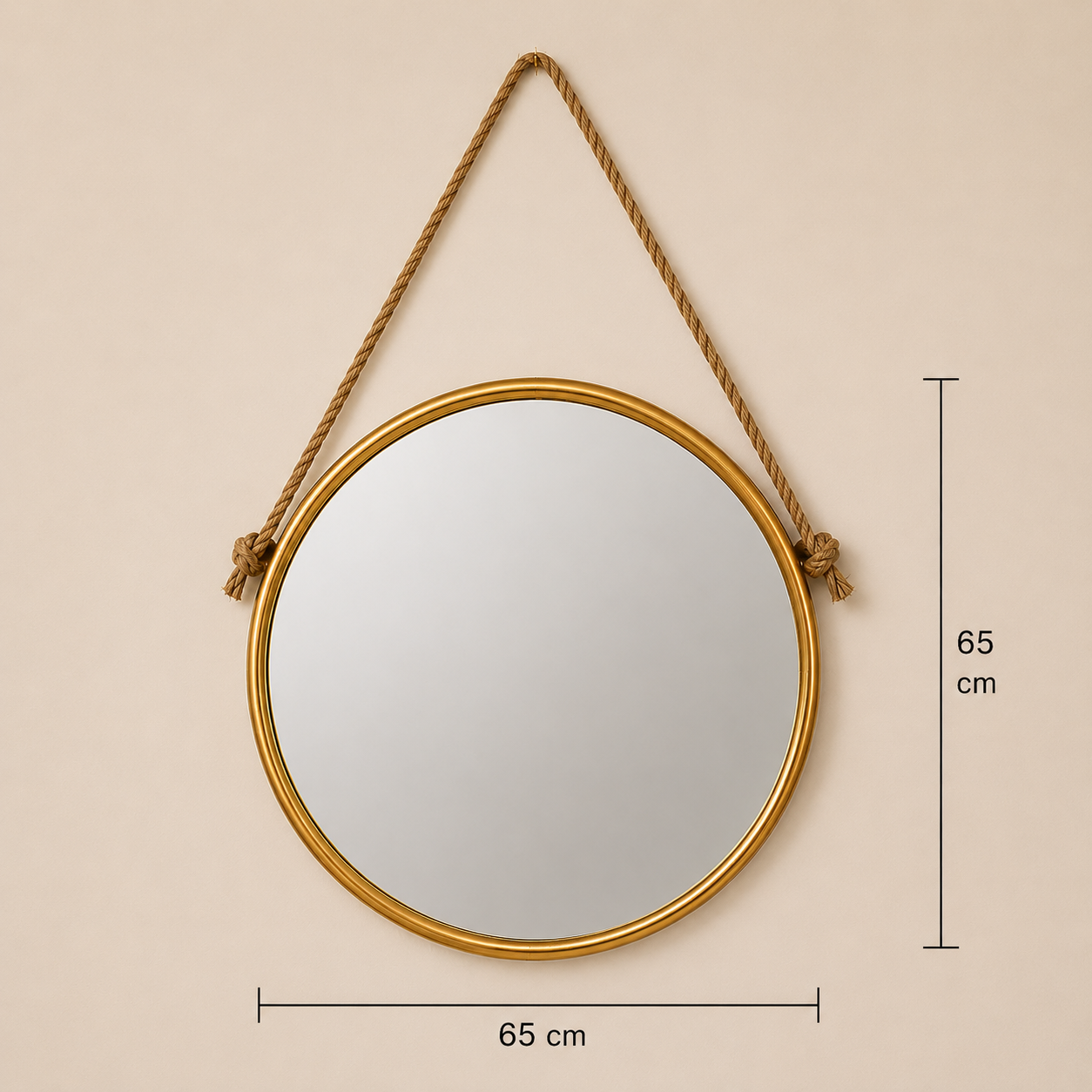Round Gold Rope Hanging Mirror