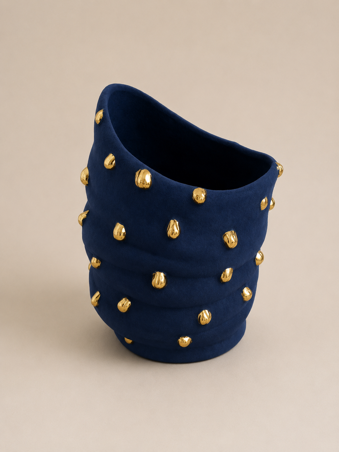 Velvet Decorative Vase with Gold Accents