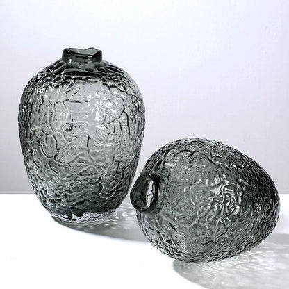 Set of 2 Black Glass Vases