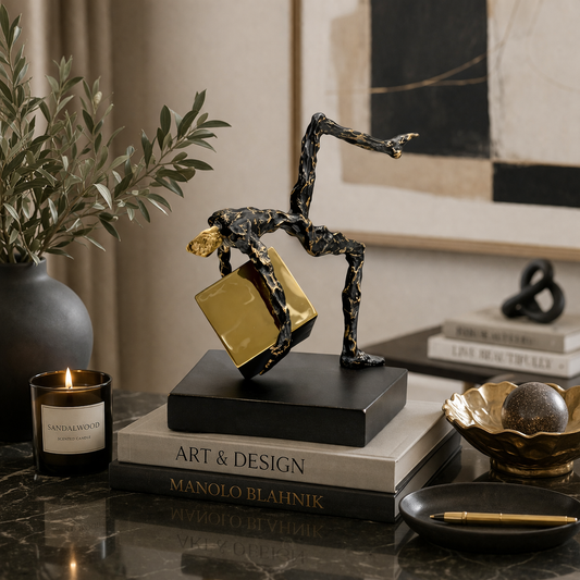 Modern Acrobat Sculpture with Gold Accent