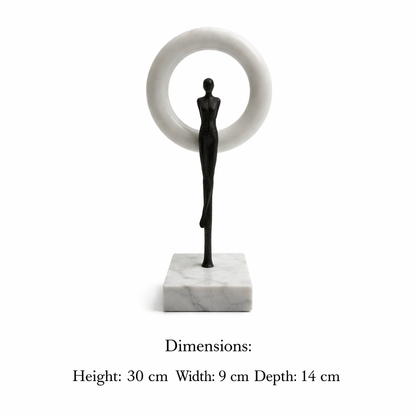 Modern Human Figure Sculpture with Circular Frame