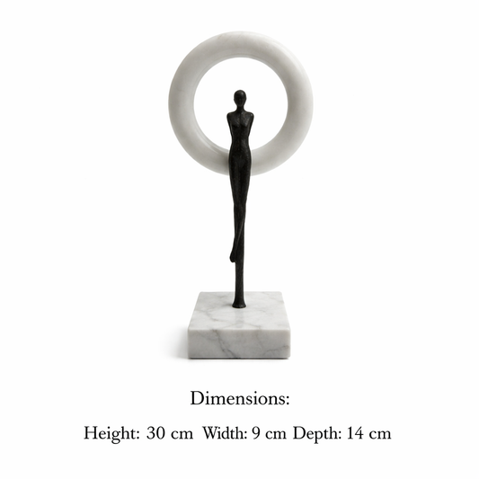 Modern Human Figure Sculpture with Circular Frame