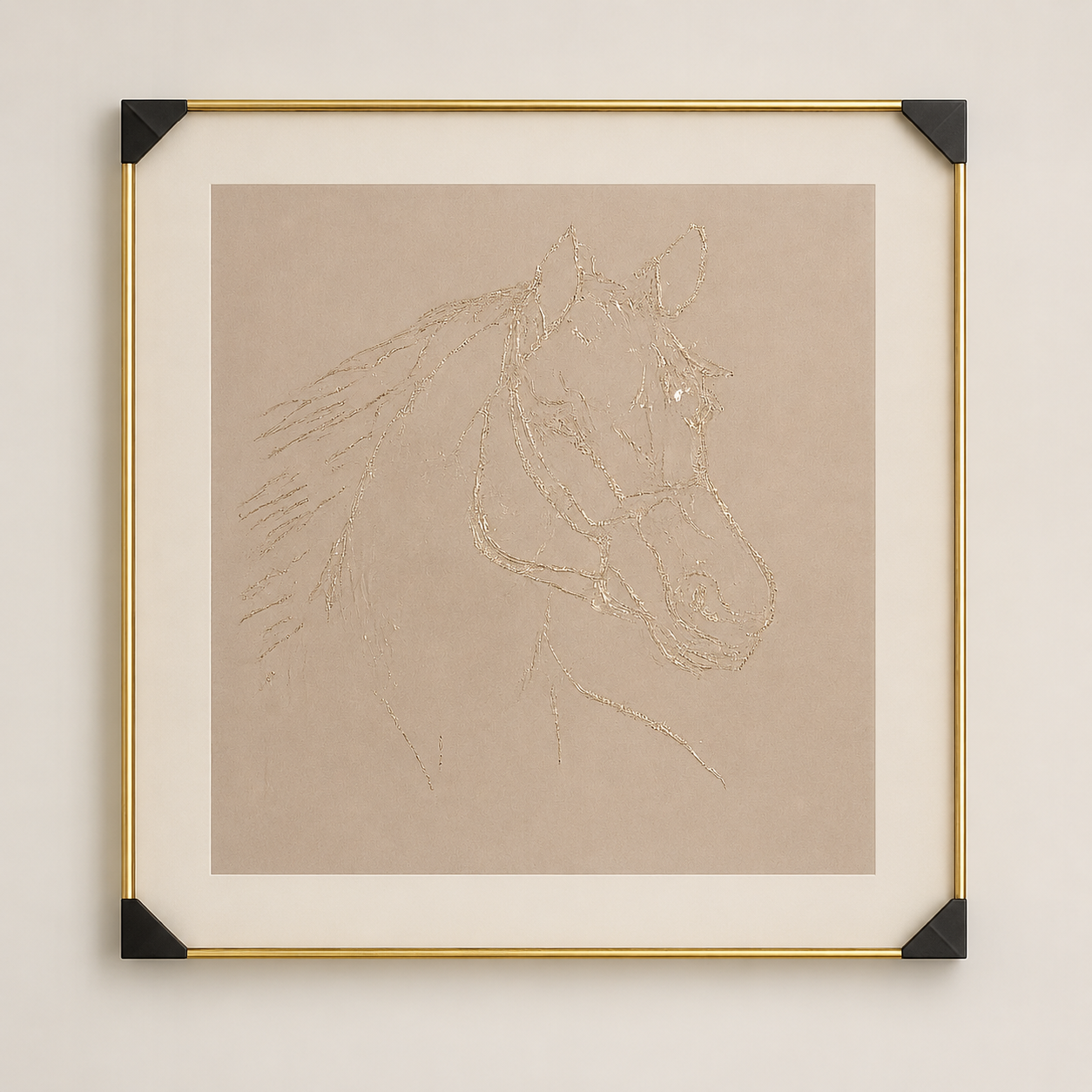 Golden Horse Wall Art – 80×80