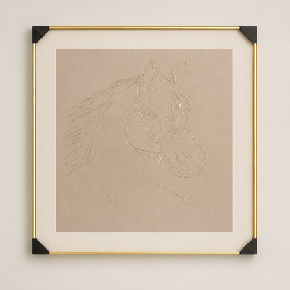 Golden Horse Wall Art – 80×80