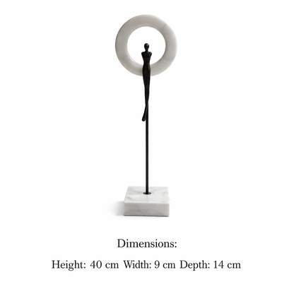 Modern Human Figure Sculpture with Circular Frame