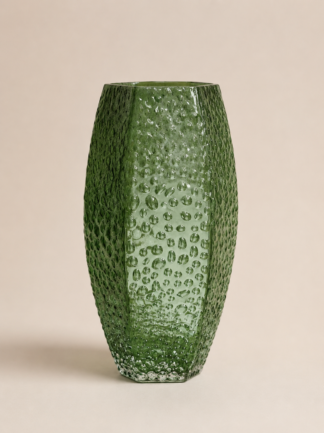 Green Textured Glass Vase