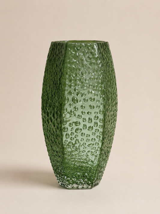 Green Textured Glass Vase