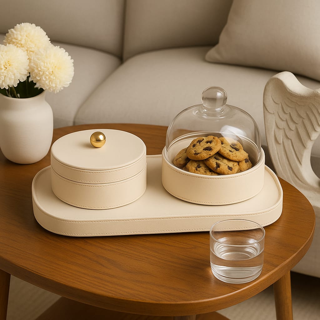 Elegant Hospitality Tray with Assorted Serving Pieces