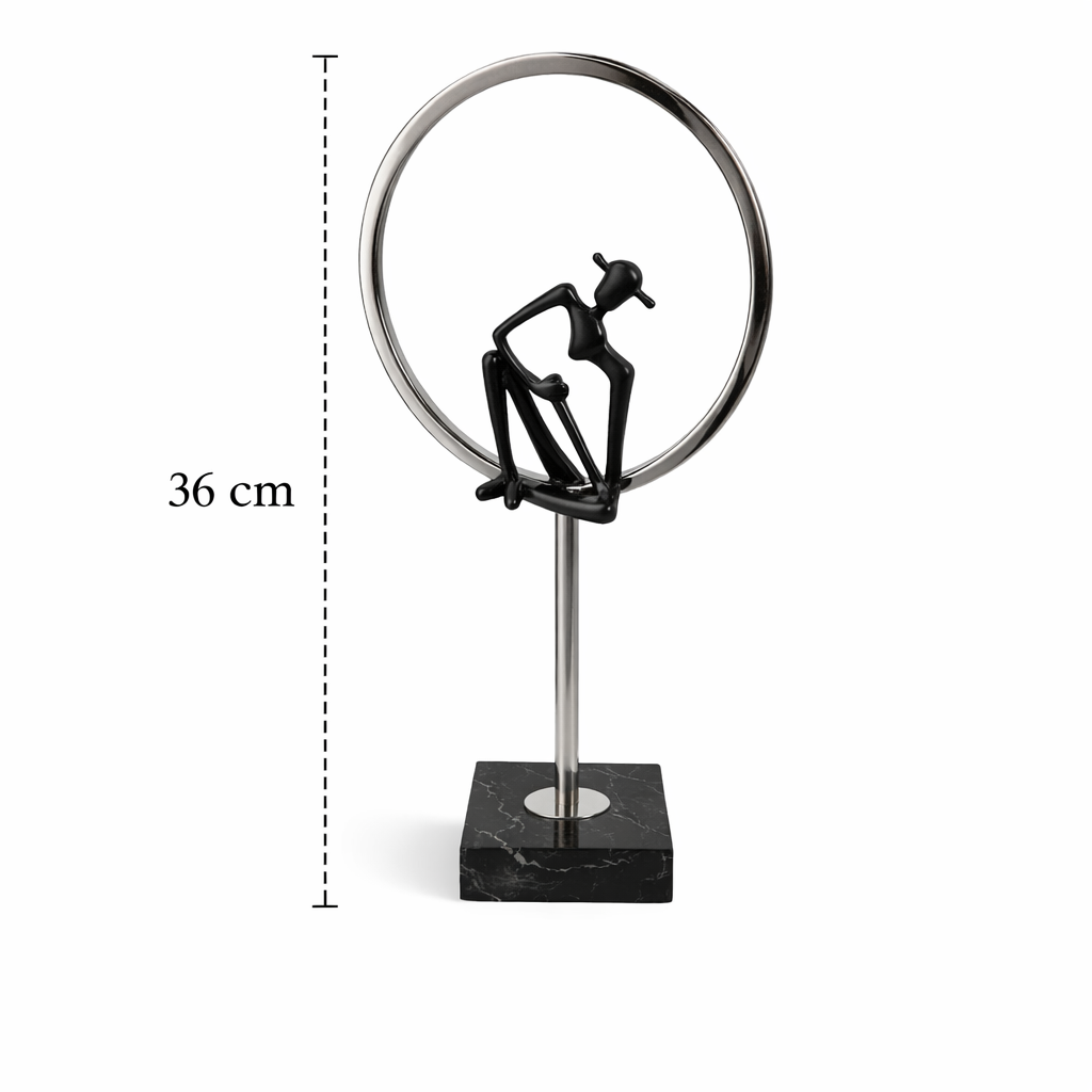 Modern Geometric Sculpture with Human Figure
