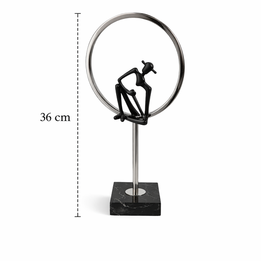 Modern Geometric Sculpture with Human Figure