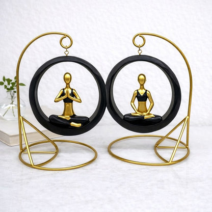 Decorative Figurine Set in Elegant Circular Frame