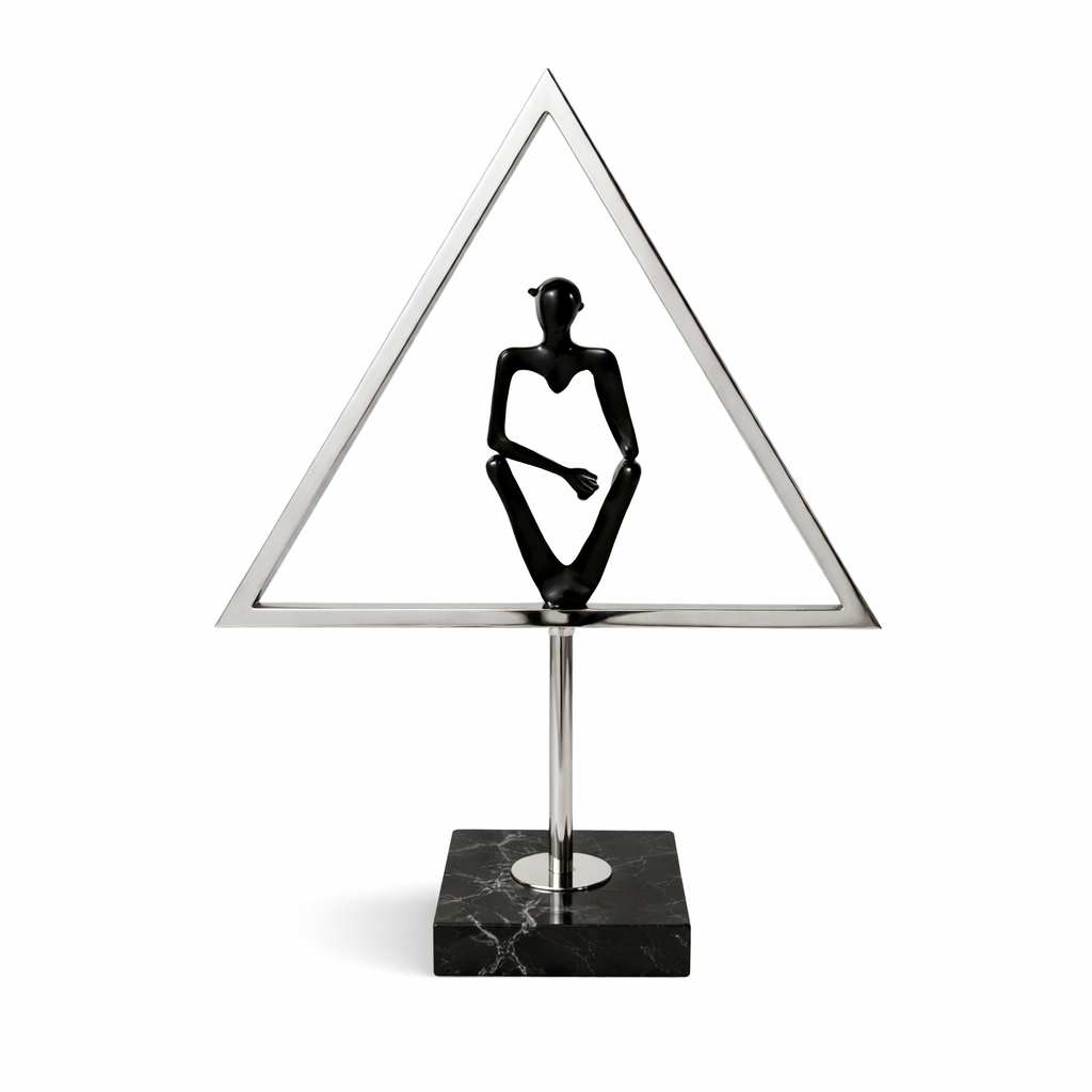 Modern Geometric Sculpture with Human Figure