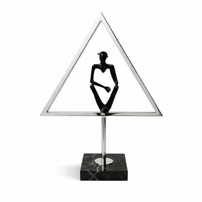 Modern Geometric Sculpture with Human Figure