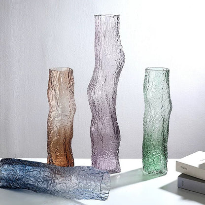 Set Of 3 Colored Glass Vases