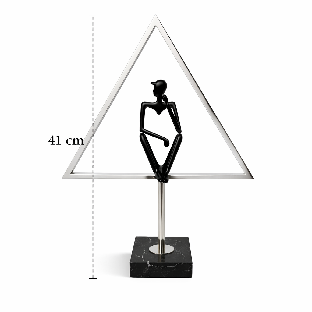 Modern Geometric Sculpture with Human Figure