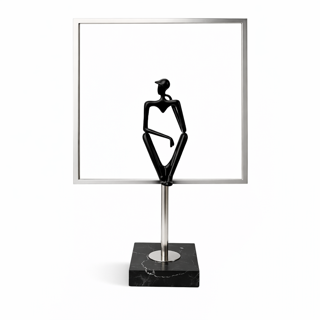 Modern Geometric Sculpture with Human Figure