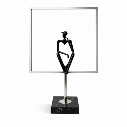 Modern Geometric Sculpture with Human Figure
