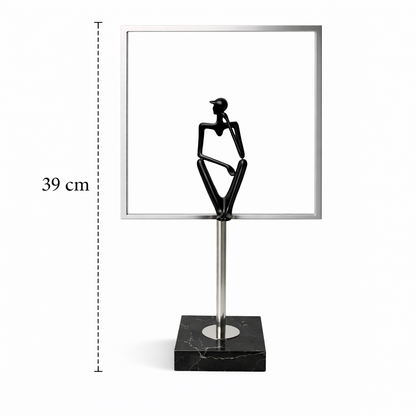 Modern Geometric Sculpture with Human Figure