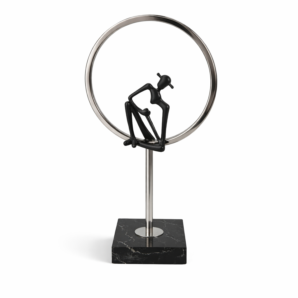 Modern Geometric Sculpture with Human Figure
