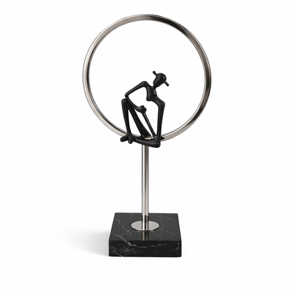 Modern Geometric Sculpture with Human Figure