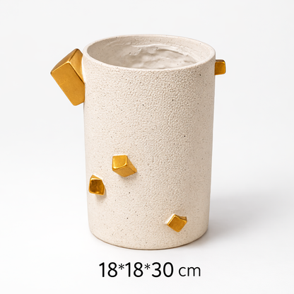 30cm Decorative Vase with Gold Accents