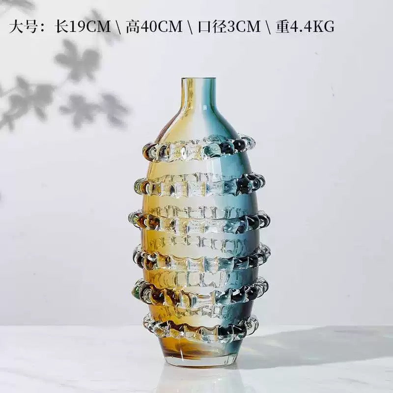 Colored Prominent Glass Vase - Set Of 2