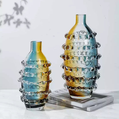 Colored Prominent Glass Vase - Set Of 2