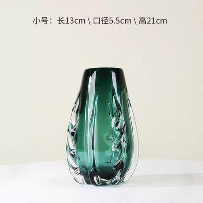 Set of 3 Emerald Glass Vases