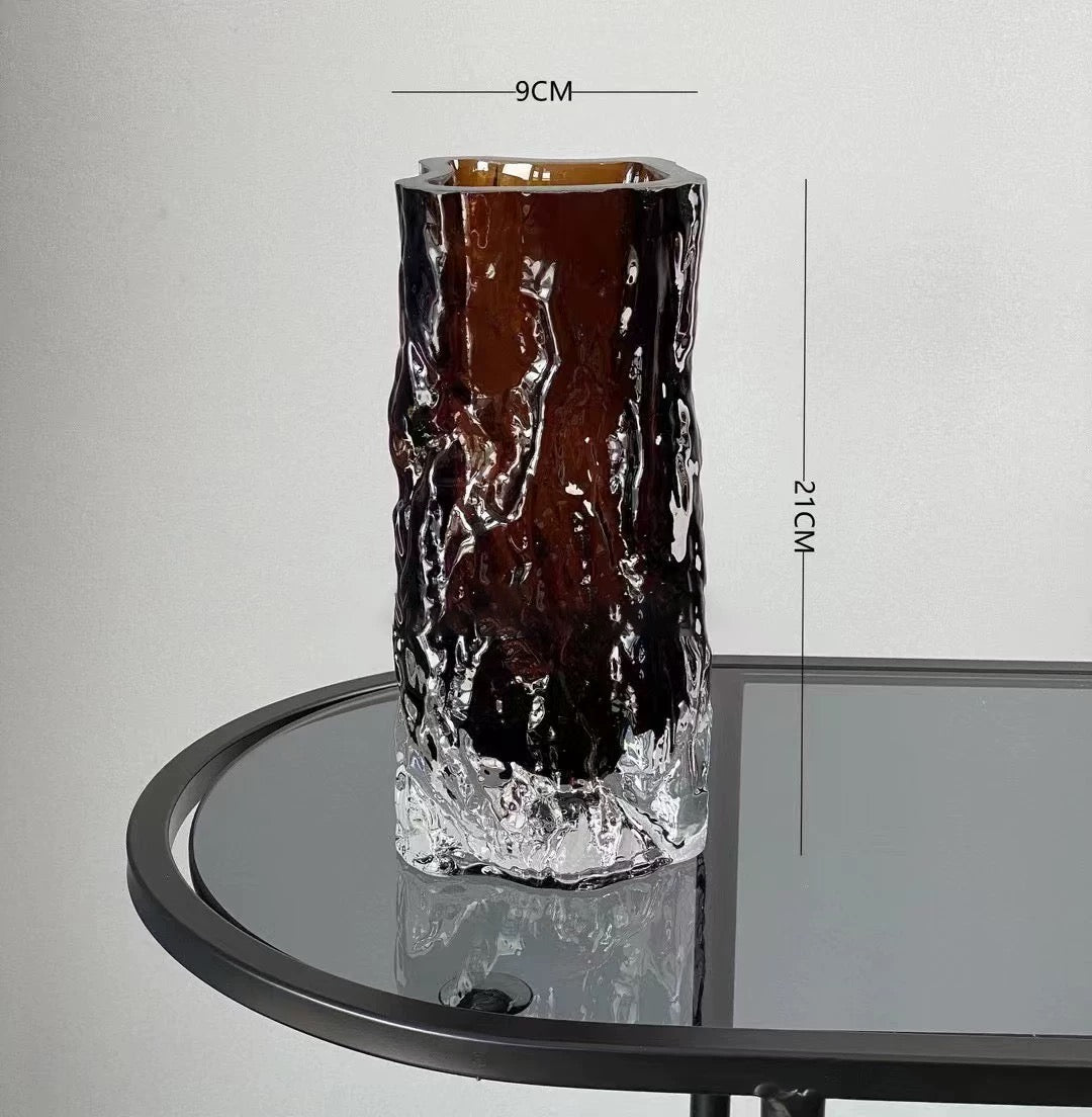 Set of 2 Glass Vases Green/Brown